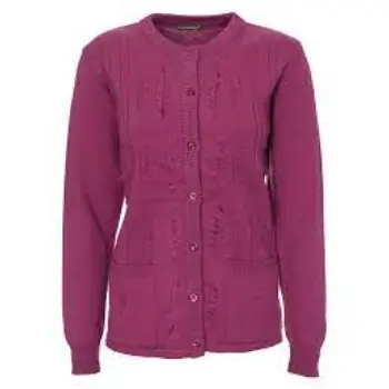 Womens Cardigan Ladies Embroidery Cable Knit